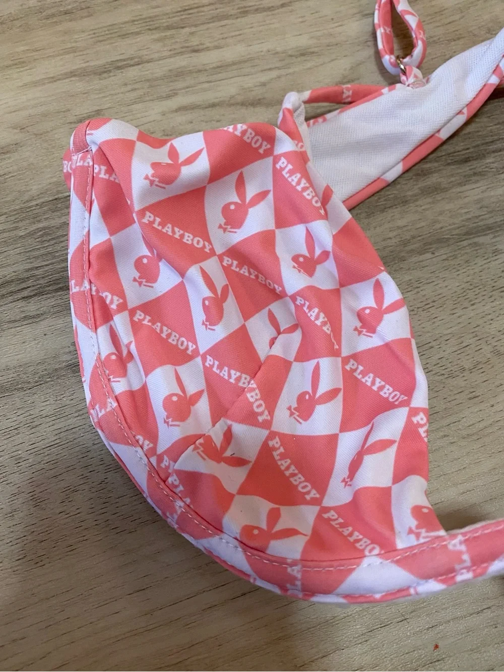Playboy x Missguided Pink Checkerboard Logo Bikini Top - NWT never worn